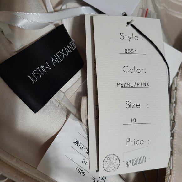 NWT~$1880~JUSTIN ALEXANDER~6/8~PEARL PINK STRAPLESS MERMAID WEDDING DRESS - Picture 15 of 16